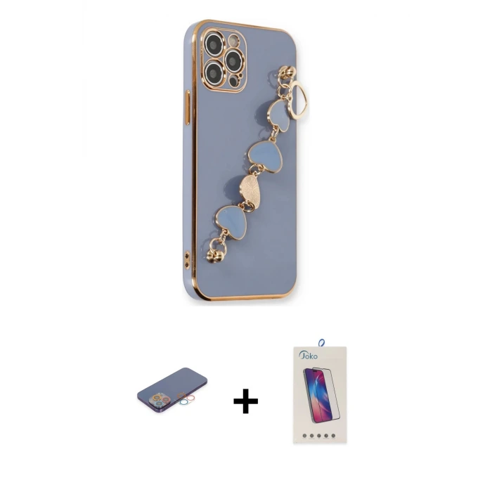 ieg™ iPhone 12 Pro Max Kılıf Nova Işık Prime - Siyah Joko 5D Cam + Renkli Kamera Lens Koruma Cam - PE