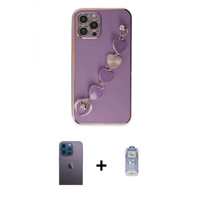 ieg™ iPhone 12 Pro Max Kılıf Nova Işık Prime - Siyah Joko Magic 5D Cam + Neon Fosforlu Kamera Lens - MI