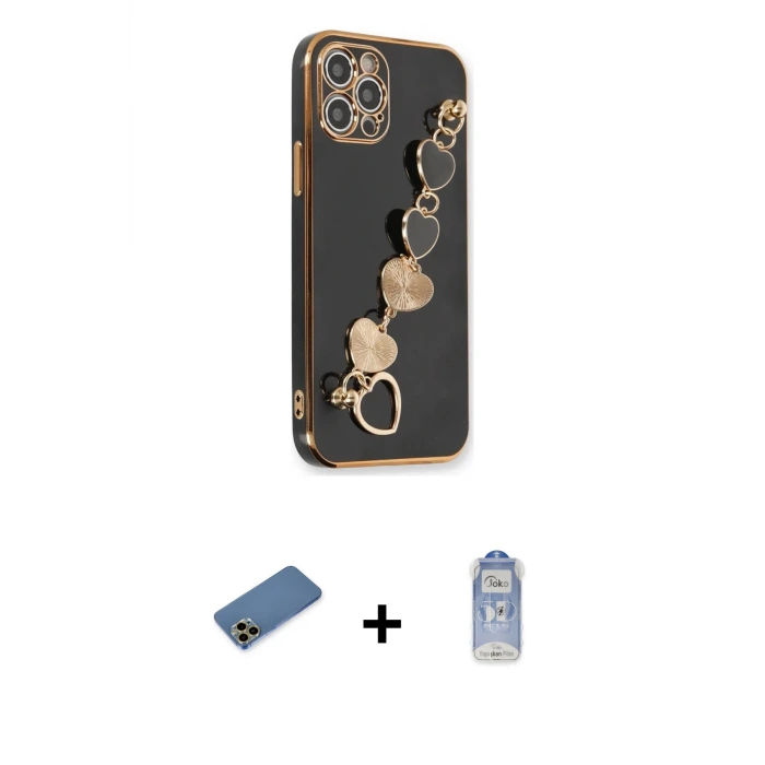 ieg™ iPhone 12 Pro Max Kılıf Nova Işık Prime - Siyah Joko Magic 5D Cam + Shine Kamera Lens Koruma Cam - GD
