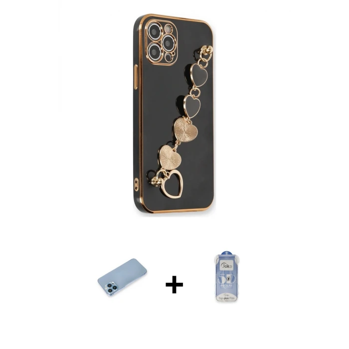 ieg™ iPhone 12 Pro Max Kılıf Nova Işık Prime - Siyah Joko Magic 5D Cam + Shine Kamera Lens Koruma Cam - MI