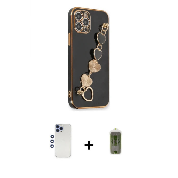 ieg™ iPhone 12 Pro Max Kılıf Nova Işık Prime - Siyah Joko Magic 5D Hayalet Cam + Shine Kamera Lens - LT