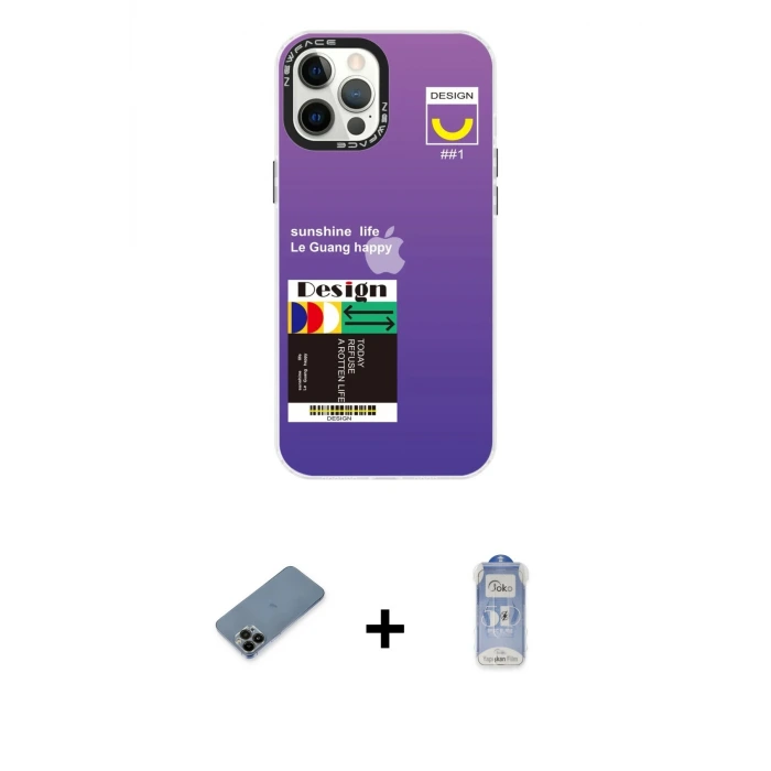 ieg™ iPhone 12 Pro Max Kılıf Siluet Çizgi Koleksiyonu - Siyah Joko Magic 5D Cam + Shine Kamera Lens Koruma Cam - SH