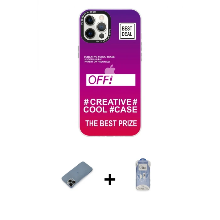 ieg™ iPhone 12 Pro Max Kılıf Siluet Çizgi Koleksiyonu - Siyah Joko Magic 5D Cam + Shine Kamera Lens Koruma Cam - SH