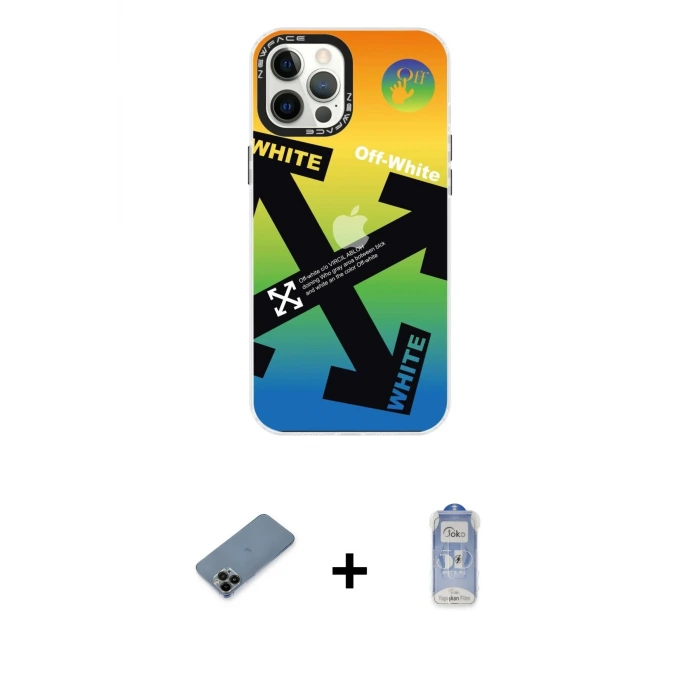 ieg™ iPhone 12 Pro Max Kılıf Siluet Çizgi Koleksiyonu - Siyah Joko Magic 5D Cam + Shine Kamera Lens Koruma Cam - SH