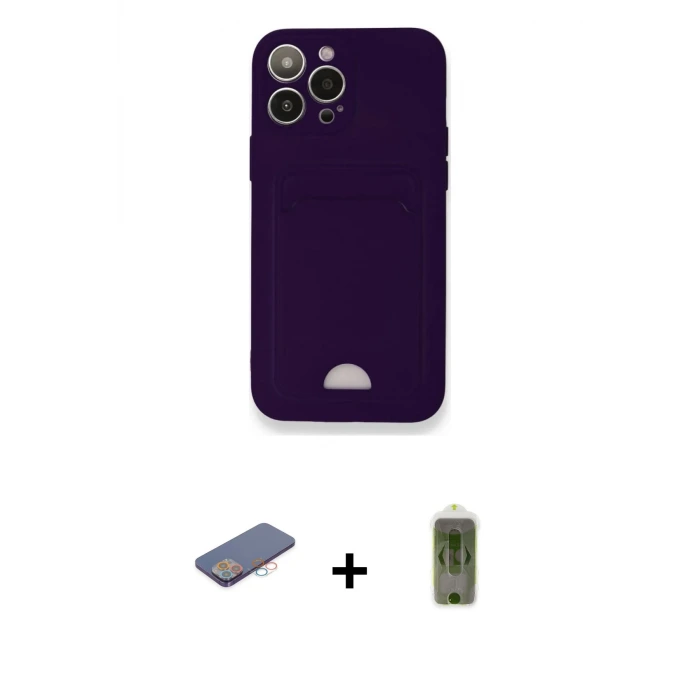 ieg™ iPhone 12 Pro Max Kılıf Vadi Çizgi Prime - Siyah Joko Magic 5D Hayalet Cam + Renkli Kamera Lens Koruma Cam - PE