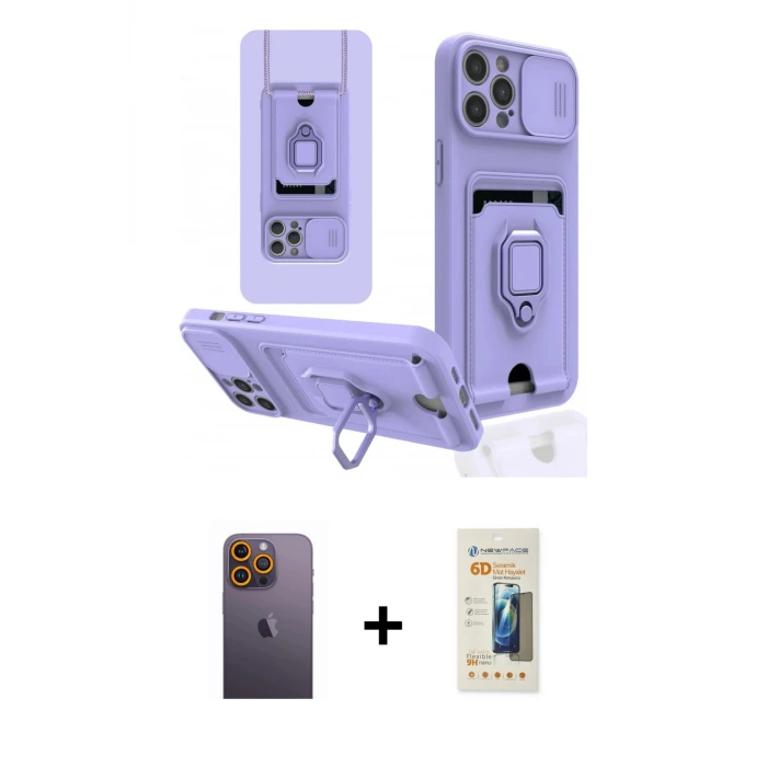 ieg™ iPhone 12 Pro Max Kılıf Vadi Form Prime - Siyah 6D Mat Seramik Hayalet Nano Ekran Koruyucu + Neon Fosforlu Kamera Lens - SI