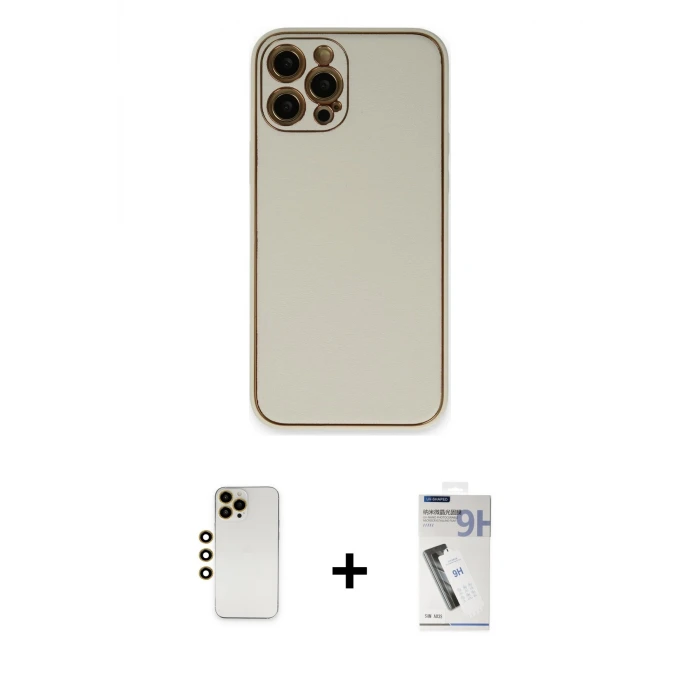 ieg™ iPhone 12 Pro Max Kılıf Yadigar Klasik - Şeffaf Uv Polymer Nano Ekran Koruyucu + Shine Kamera Lens - GD