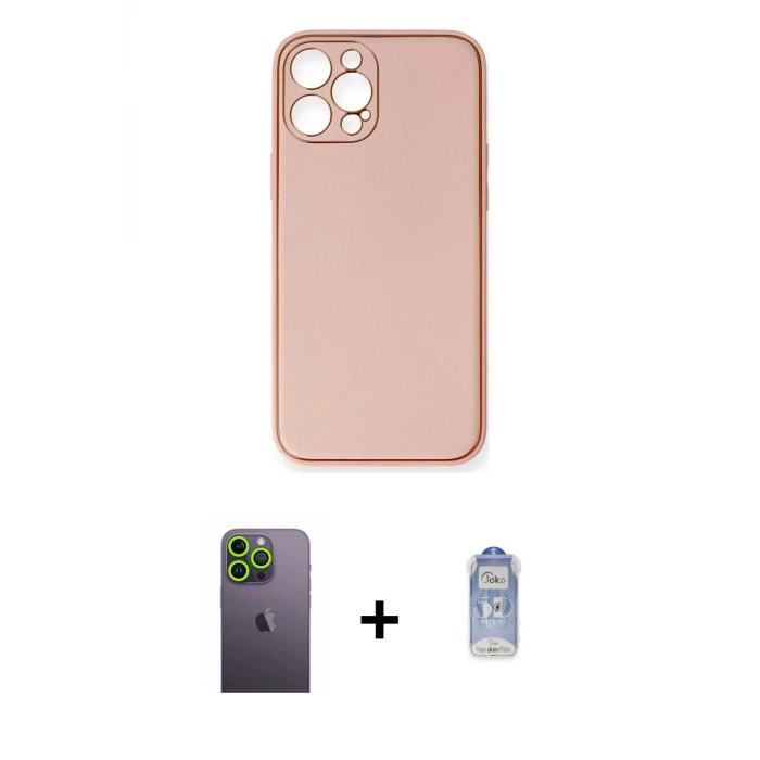 ieg™ iPhone 12 Pro Max Kılıf Yadigar Klasik - Siyah Joko Magic 5D Cam + Neon Fosforlu Kamera Lens - YL