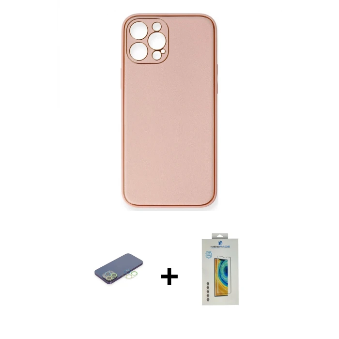 ieg™ iPhone 12 Pro Max Kılıf Yadigar Klasik - Siyah Polymer Nano Ekran Koruyucu + Renkli Kamera Lens Koruma Cam - YL