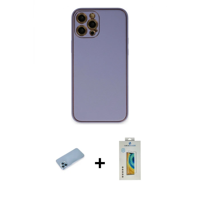 ieg™ iPhone 12 Pro Max Kılıf Yadigar Klasik - Siyah Polymer Nano Ekran Koruyucu + Shine Kamera Lens Koruma Cam - MI