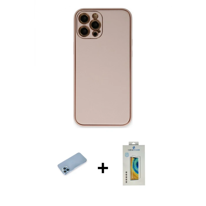 ieg™ iPhone 12 Pro Max Kılıf Yadigar Klasik - Siyah Polymer Nano Ekran Koruyucu + Shine Kamera Lens Koruma Cam - MI