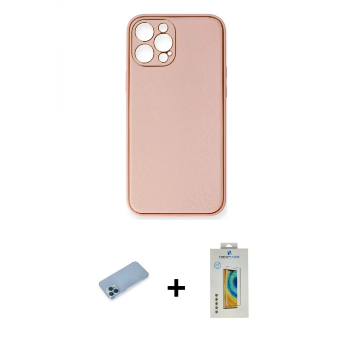 ieg™ iPhone 12 Pro Max Kılıf Yadigar Klasik - Siyah Polymer Nano Ekran Koruyucu + Shine Kamera Lens Koruma Cam - MI