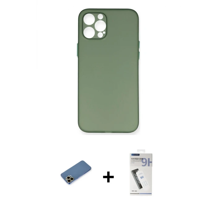 ieg™ iPhone 12 Pro Max Kılıf Yadigar Yansıma Serisi - Şeffaf Uv Polymer Nano Ekran Koruyucu + Shine Kamera Lens Koruma Cam - GD