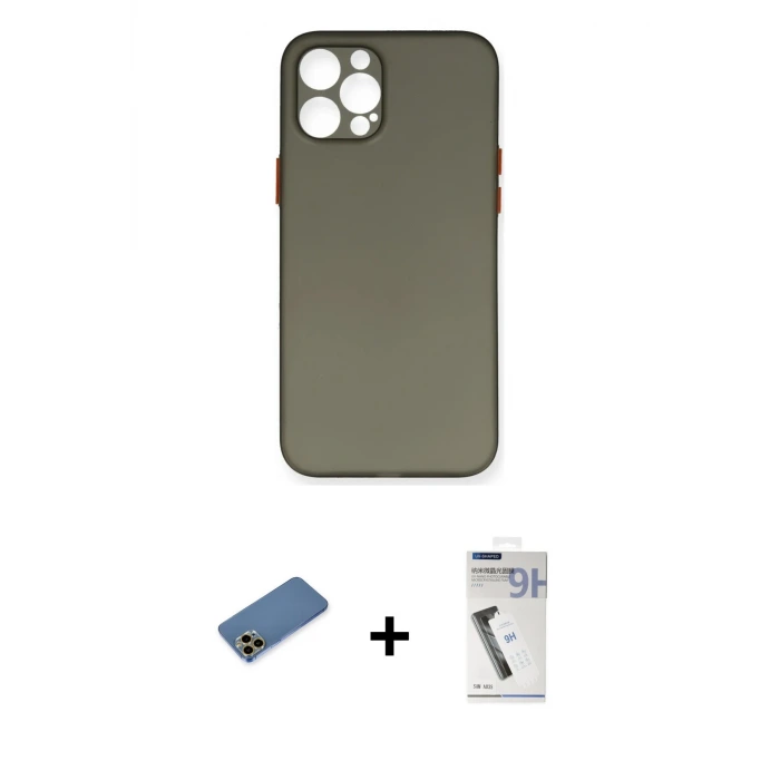 ieg™ iPhone 12 Pro Max Kılıf Yadigar Yansıma Serisi - Şeffaf Uv Polymer Nano Ekran Koruyucu + Shine Kamera Lens Koruma Cam - GD