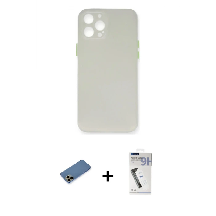 ieg™ iPhone 12 Pro Max Kılıf Yadigar Yansıma Serisi - Şeffaf Uv Polymer Nano Ekran Koruyucu + Shine Kamera Lens Koruma Cam - GD