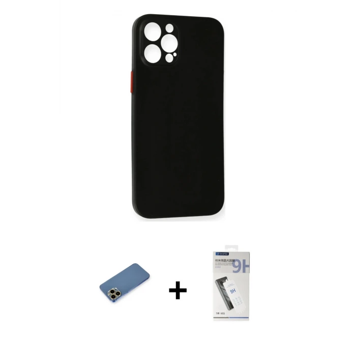 ieg™ iPhone 12 Pro Max Kılıf Yadigar Yansıma Serisi - Şeffaf Uv Polymer Nano Ekran Koruyucu + Shine Kamera Lens Koruma Cam - GD