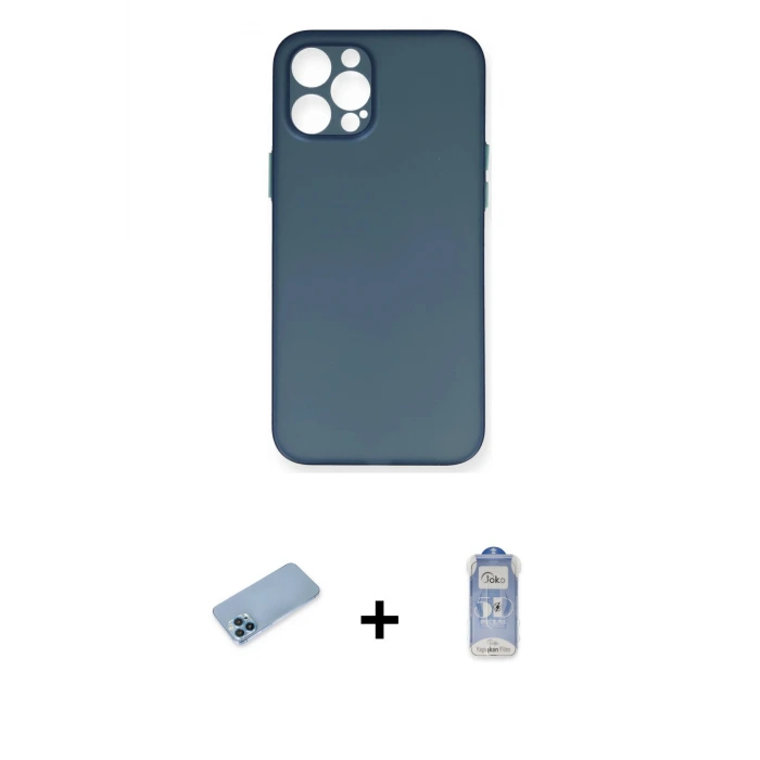 ieg™ iPhone 12 Pro Max Kılıf Yadigar Yansıma Serisi - Siyah Joko Magic 5D Cam + Shine Kamera Lens Koruma Cam - MI