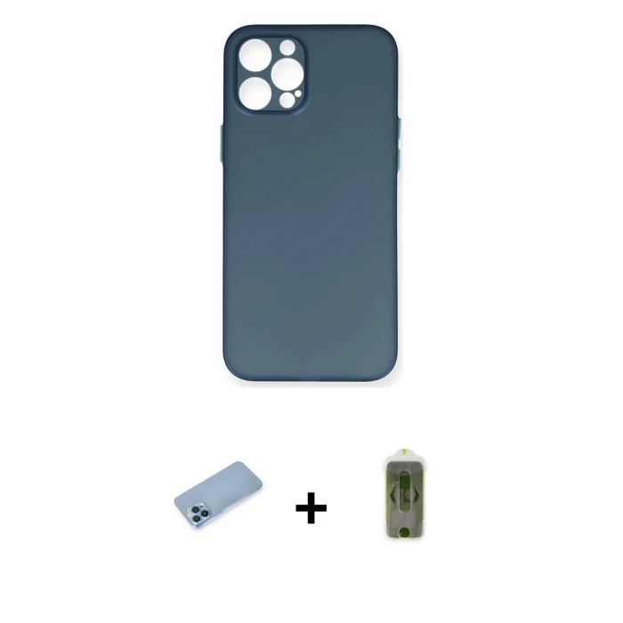 ieg™ iPhone 12 Pro Max Kılıf Yadigar Yansıma Serisi - Siyah Joko Magic 5D Hayalet Cam + Shine Kamera Lens Koruma Cam - MI