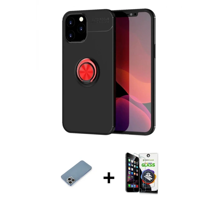 ieg™ iPhone 12 Pro Max Kılıf Yankı Form Prime - Şeffaf Temperli Cam Ekran Koruyucu + Shine Kamera Lens Koruma Cam - GI