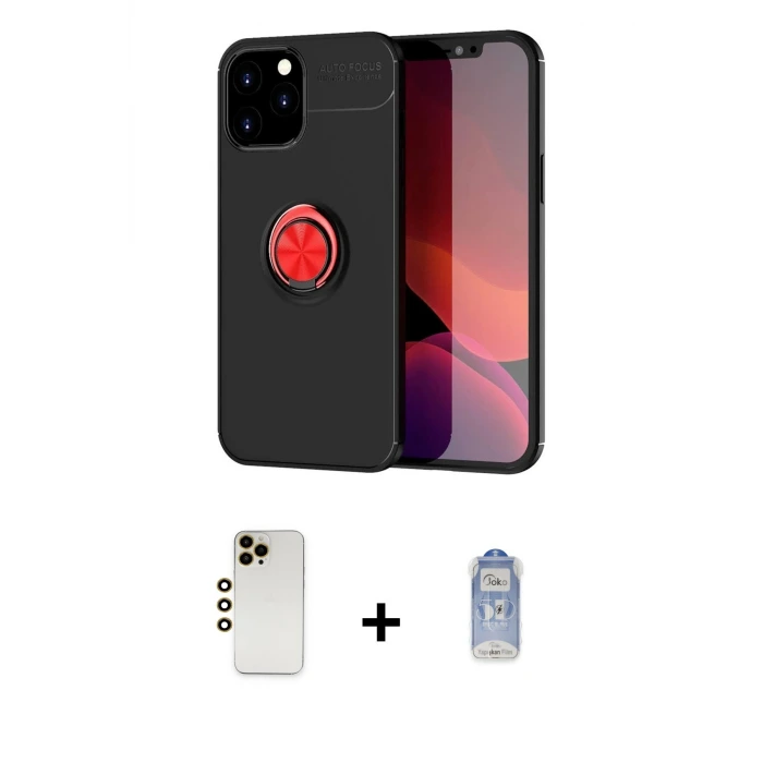 ieg™ iPhone 12 Pro Max Kılıf Yankı Form Prime - Siyah Joko Magic 5D Cam + Shine Kamera Lens - GD