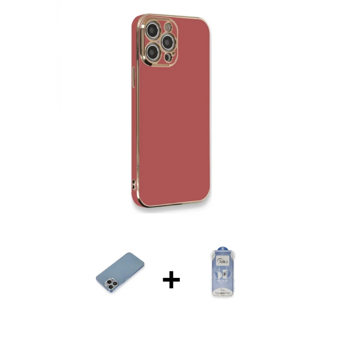 ieg™ iPhone 12 Pro Max Kılıf Yankı Serisi - Siyah Joko Magic 5D Cam + Shine Kamera Lens Koruma Cam - GI