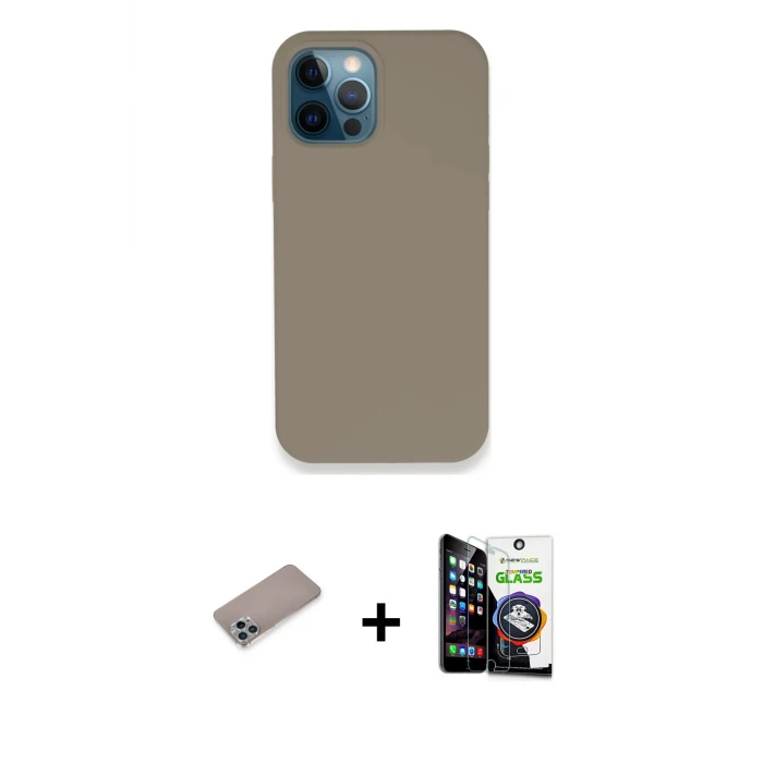 ieg™ iPhone 12 Pro Max Kılıf Zirve Modern Özel Seri - Şeffaf Temperli Cam Ekran Koruyucu + Shine Kamera Lens Koruma Cam - SABE