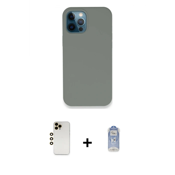 ieg™ iPhone 12 Pro Max Kılıf Zirve Modern Özel Seri - Siyah Joko Magic 5D Cam + Shine Kamera Lens - GD