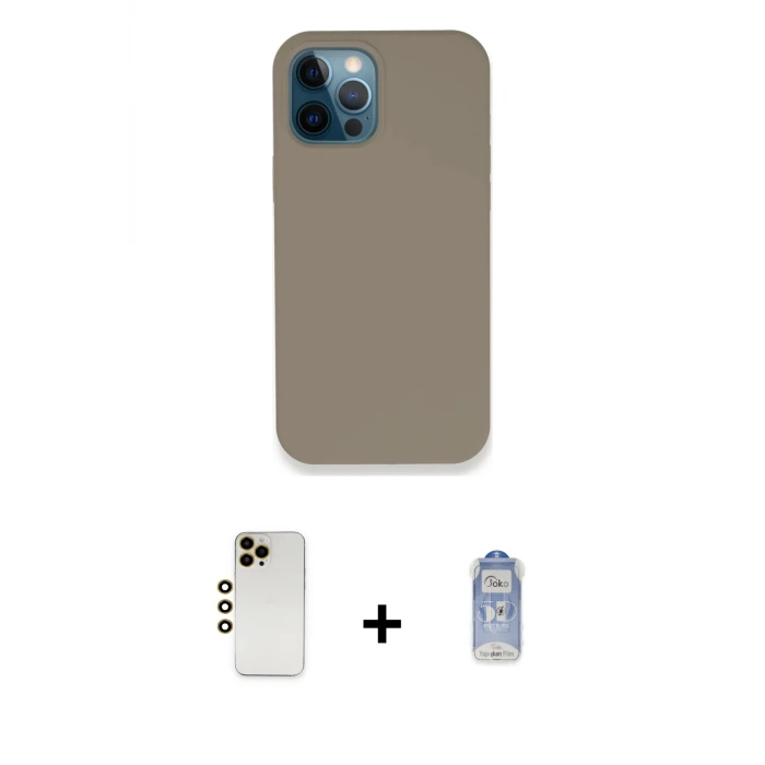 ieg™ iPhone 12 Pro Max Kılıf Zirve Modern Özel Seri - Siyah Joko Magic 5D Cam + Shine Kamera Lens - GD