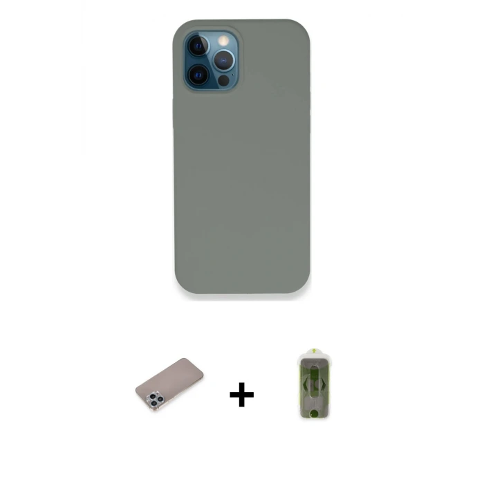 ieg™ iPhone 12 Pro Max Kılıf Zirve Modern Özel Seri - Siyah Joko Magic 5D Hayalet Cam + Shine Kamera Lens Koruma Cam - SABE