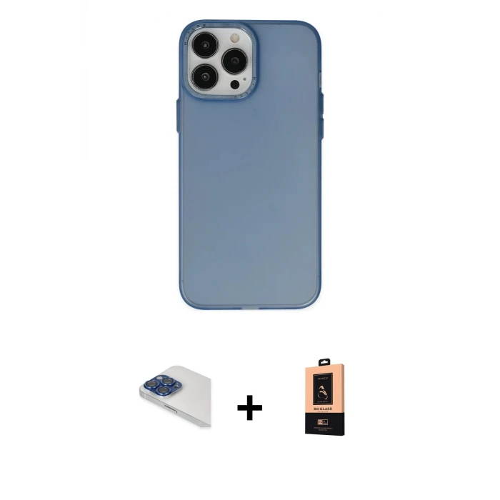 ieg™ iPhone 13 Pro Max Kılıf Ahenk Çizgi Prime - Şeffaf Maxco Cam Ekran Koruyucu + Pers Alüminyum Kamera Lens - LT