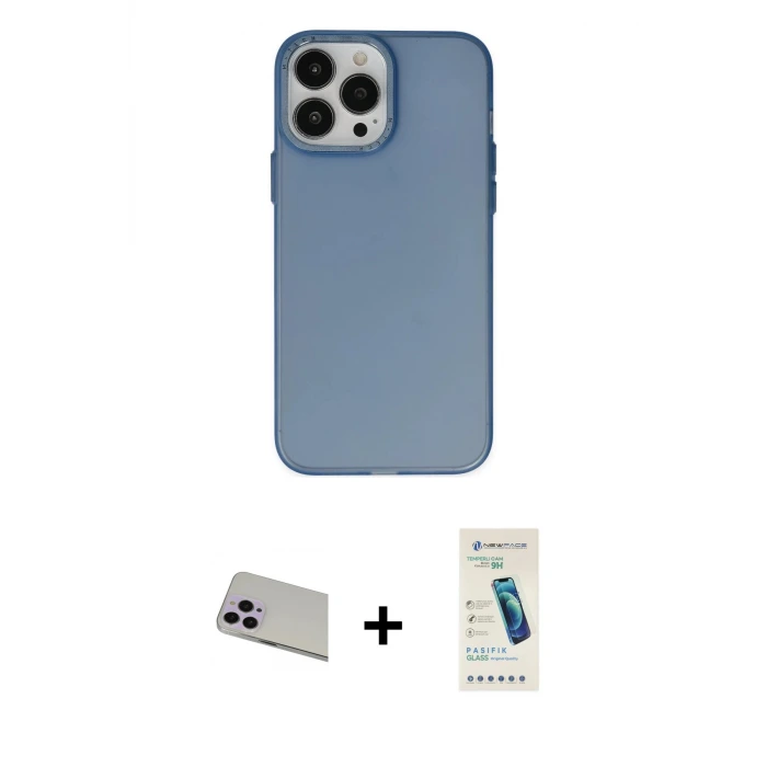 ieg™ iPhone 13 Pro Max Kılıf Ahenk Çizgi Prime - Şeffaf Pasifik Cam Ekran Koruyucu + Rainbow Kamera Lens Koruma Cam - MR