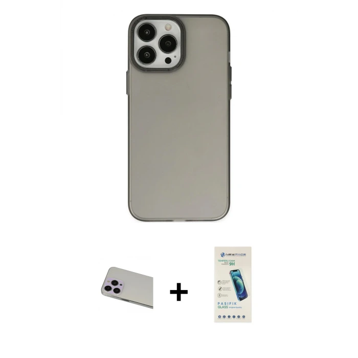 ieg™ iPhone 13 Pro Max Kılıf Ahenk Çizgi Prime - Şeffaf Pasifik Cam Ekran Koruyucu + Rainbow Kamera Lens Koruma Cam - MR
