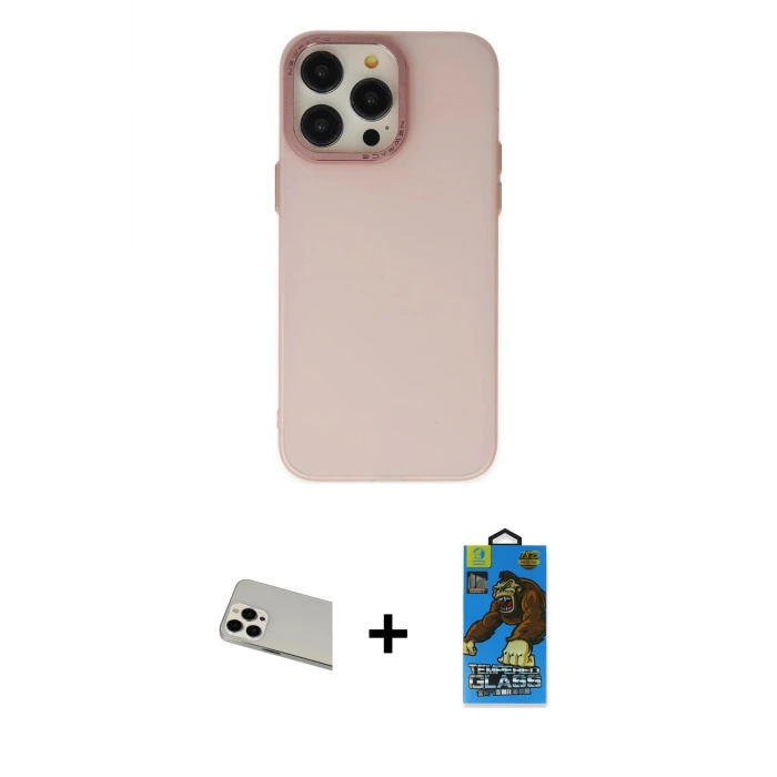 ieg™ iPhone 13 Pro Max Kılıf Ahenk Çizgi Prime - Siyah 18D Cam Ekran Koruyucu + Rainbow Kamera Lens Koruma Cam - BZ