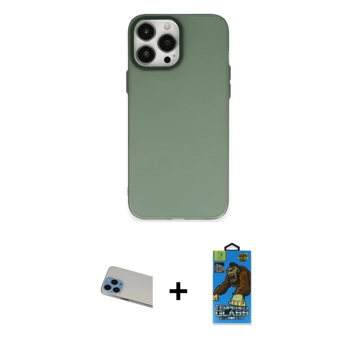 ieg™ iPhone 13 Pro Max Kılıf Ahenk Çizgi Prime - Siyah 18D Cam Ekran Koruyucu + Rainbow Kamera Lens Koruma Cam - MI