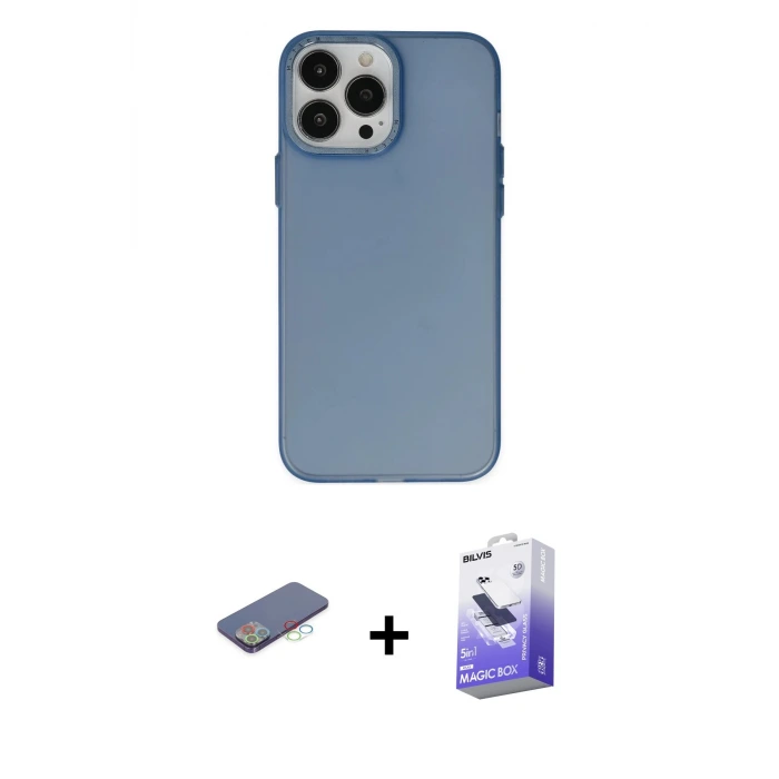 ieg™ iPhone 13 Pro Max Kılıf Ahenk Çizgi Prime - Siyah Bilvis 5in1 5D Magic Hayalet Cam Ekran Koruyucu + Renkli Kamera Lens Koruma Cam - MI