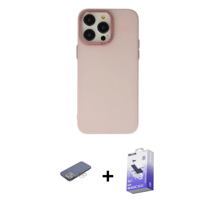 ieg™ iPhone 13 Pro Max Kılıf Ahenk Çizgi Prime - Siyah Bilvis 5in1 5D Magic Hayalet Cam Ekran Koruyucu + Renkli Kamera Lens Koruma Cam - MI
