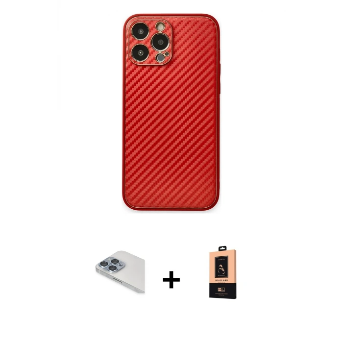 ieg™ iPhone 13 Pro Max Kılıf Ahenk Işık - Şeffaf Maxco Cam Ekran Koruyucu + Pers Alüminyum Kamera Lens - SABE