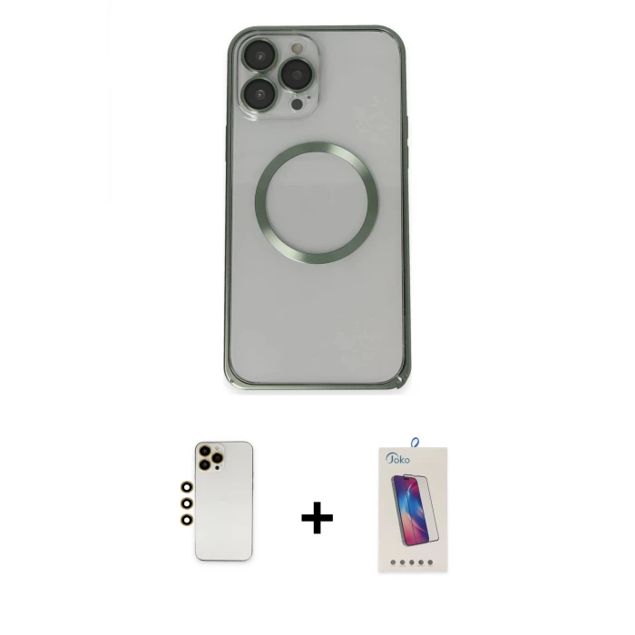 ieg™ iPhone 13 Pro Max Kılıf Ahenk Işık Serisi - Siyah Joko 5D Cam + Shine Kamera Lens - GD