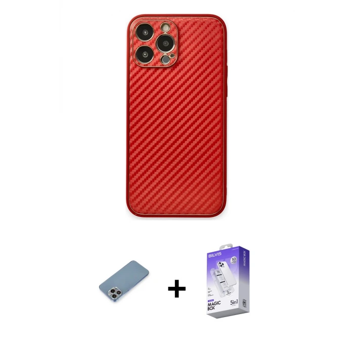 ieg™ iPhone 13 Pro Max Kılıf Ahenk Işık - Siyah Bilvis 5in1 3D Magic Cam Ekran Koruyucu + Shine Kamera Lens Koruma Cam - GI