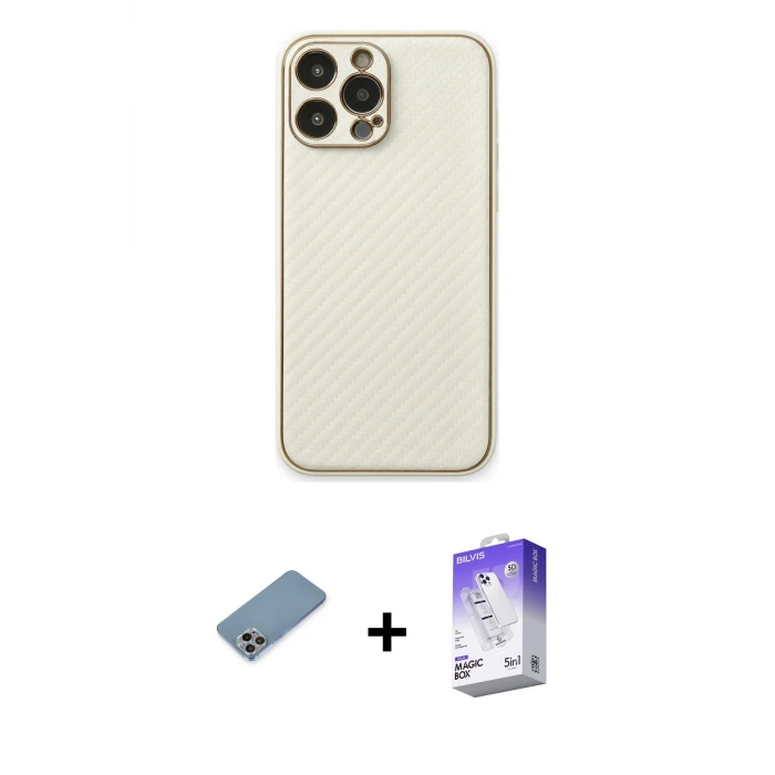 ieg™ iPhone 13 Pro Max Kılıf Ahenk Işık - Siyah Bilvis 5in1 3D Magic Cam Ekran Koruyucu + Shine Kamera Lens Koruma Cam - GI