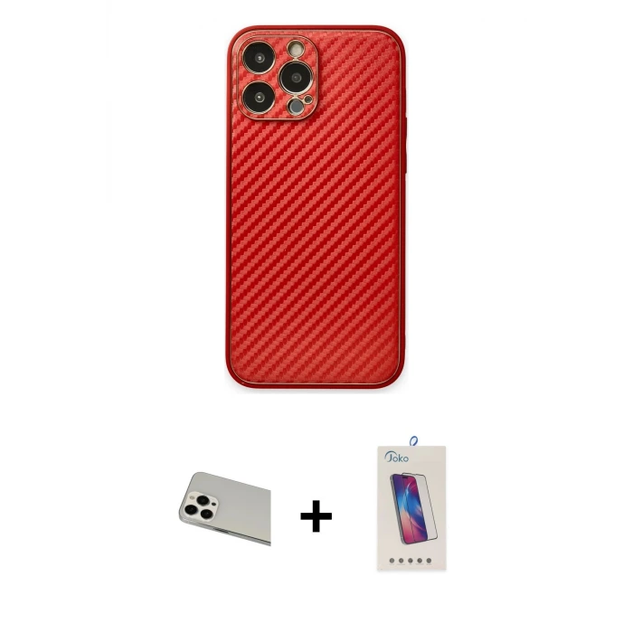 ieg™ iPhone 13 Pro Max Kılıf Ahenk Işık - Siyah Joko 5D Cam + Rainbow Kamera Lens Koruma Cam - BZ