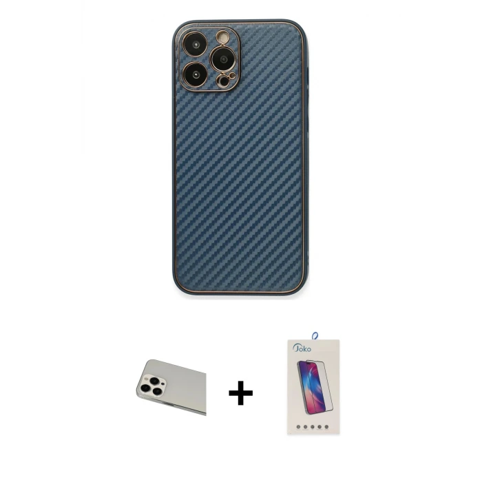 ieg™ iPhone 13 Pro Max Kılıf Ahenk Işık - Siyah Joko 5D Cam + Rainbow Kamera Lens Koruma Cam - BZ