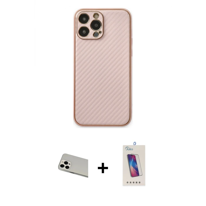 ieg™ iPhone 13 Pro Max Kılıf Ahenk Işık - Siyah Joko 5D Cam + Rainbow Kamera Lens Koruma Cam - BZ