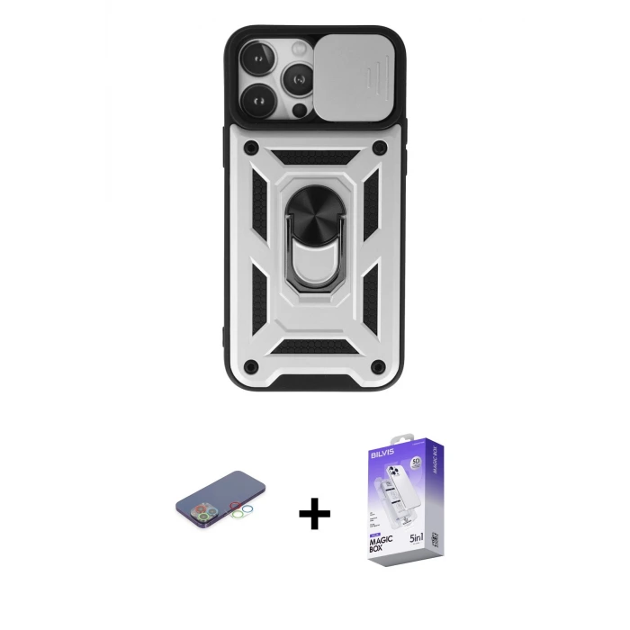 ieg™ iPhone 13 Pro Max Kılıf Ahenk Klasik - Siyah Bilvis 5in1 3D Magic Cam Ekran Koruyucu + Renkli Kamera Lens Koruma Cam - MI