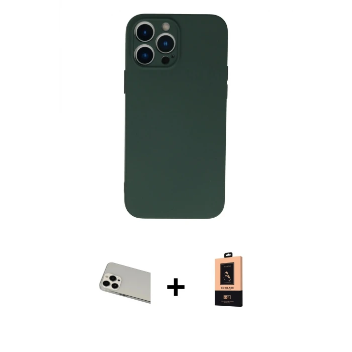 ieg™ iPhone 13 Pro Max Kılıf Ahenk Serisi - Şeffaf Maxco Cam Ekran Koruyucu + Rainbow Kamera Lens Koruma Cam - BZ