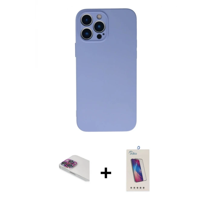 ieg™ iPhone 13 Pro Max Kılıf Ahenk Serisi - Siyah Joko 5D Cam + Pers Alüminyum Kamera Lens - GI