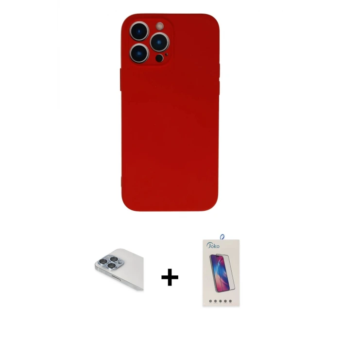 ieg™ iPhone 13 Pro Max Kılıf Ahenk Serisi - Siyah Joko 5D Cam + Pers Alüminyum Kamera Lens - SABE