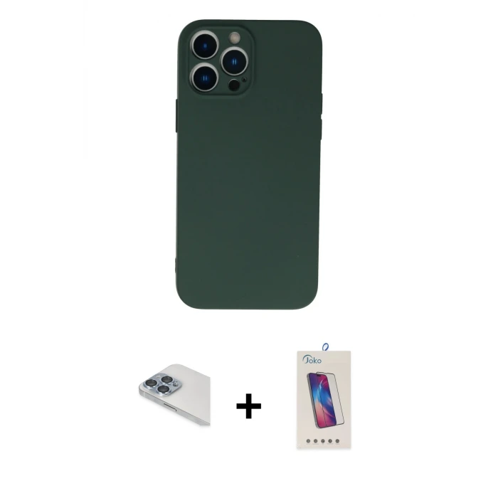 ieg™ iPhone 13 Pro Max Kılıf Ahenk Serisi - Siyah Joko 5D Cam + Pers Alüminyum Kamera Lens - SABE