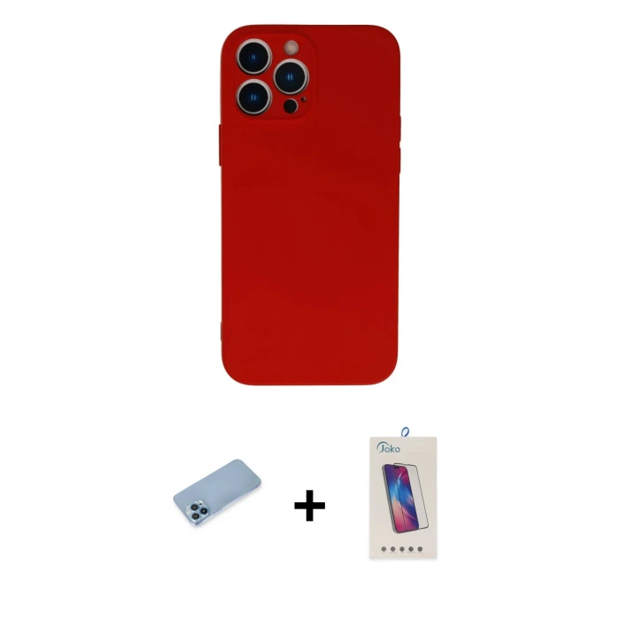 ieg™ iPhone 13 Pro Max Kılıf Ahenk Serisi - Siyah Joko 5D Cam + Shine Kamera Lens Koruma Cam - MI