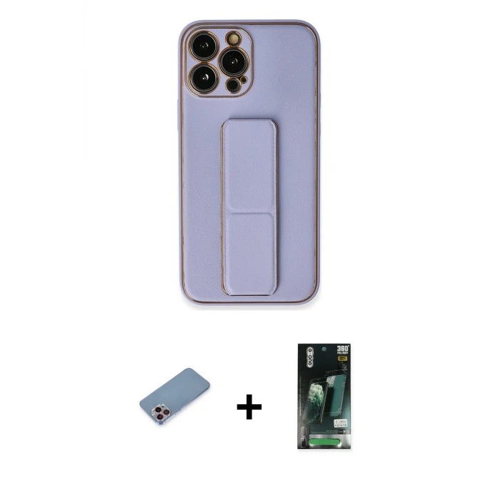 ieg™ iPhone 13 Pro Max Kılıf Akış Doku - Şeffaf 360 Full Body Arka Koruyucu + Shine Kamera Lens Koruma Cam - PE